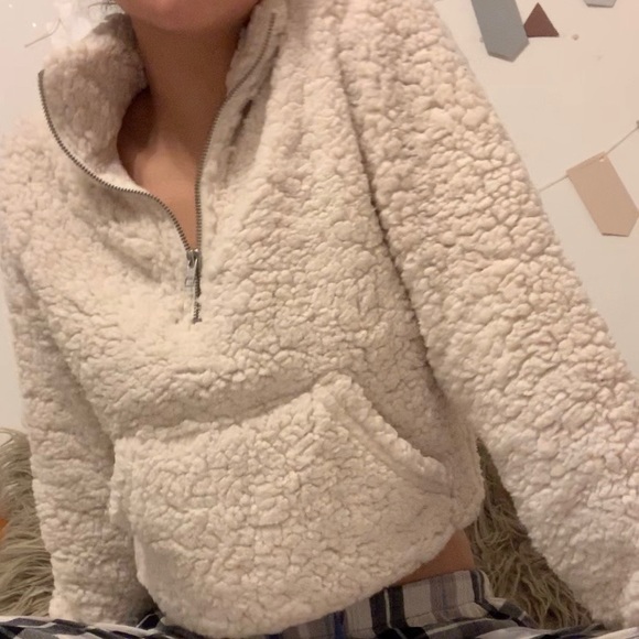 Cream Fleece Quarter Zip Up - Picture 3 of 4